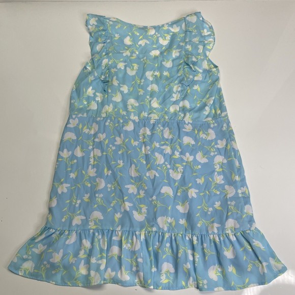 Collective Concepts Ruffled Floral Mini Dress Light Blue Size Large NEW w/o Tags - Picture 6 of 10